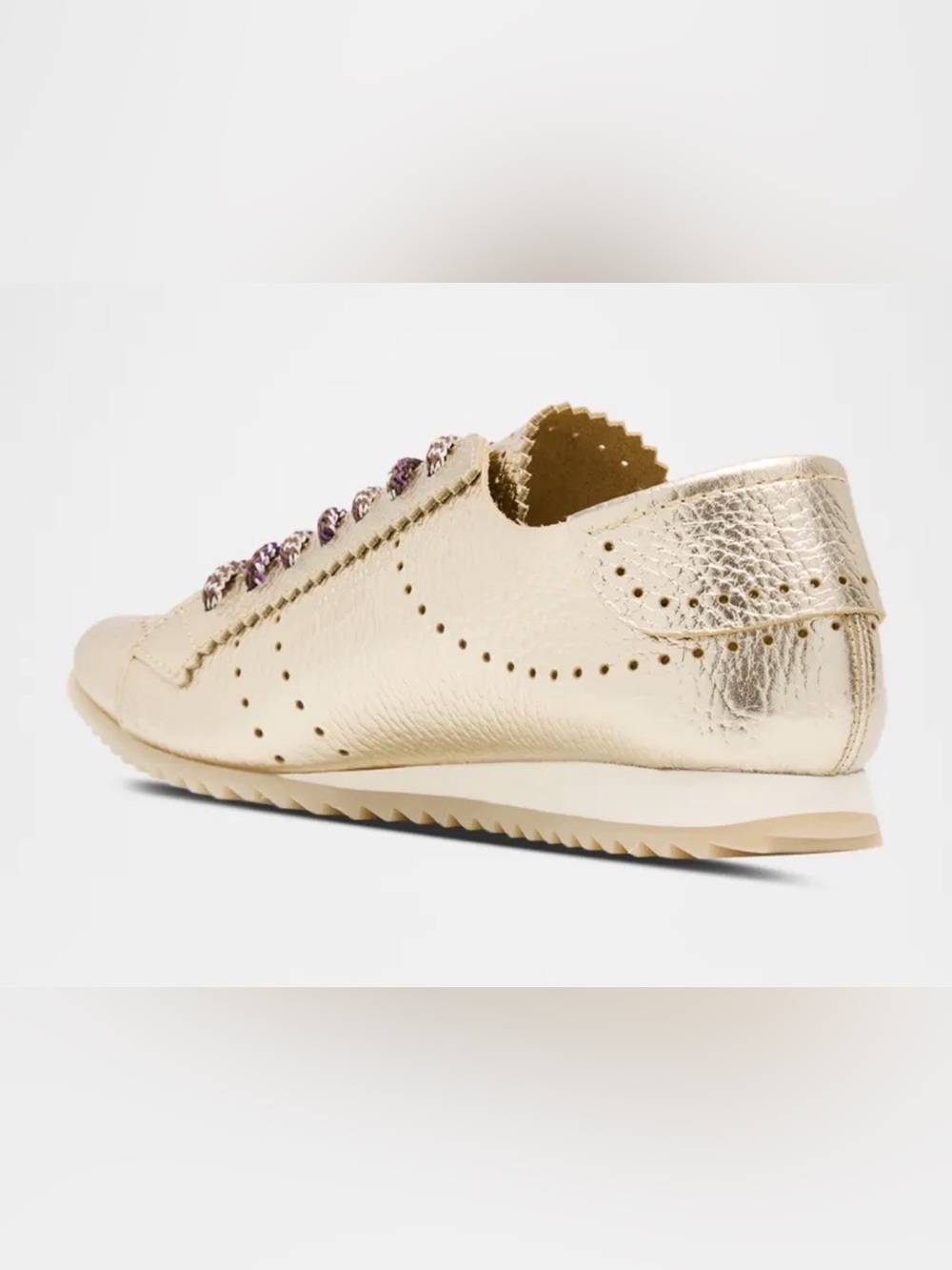 Pedro Garcia Metallic Gold Low-Profile Lace-Up Sneaker sizes 38 - Picture 2 of 9